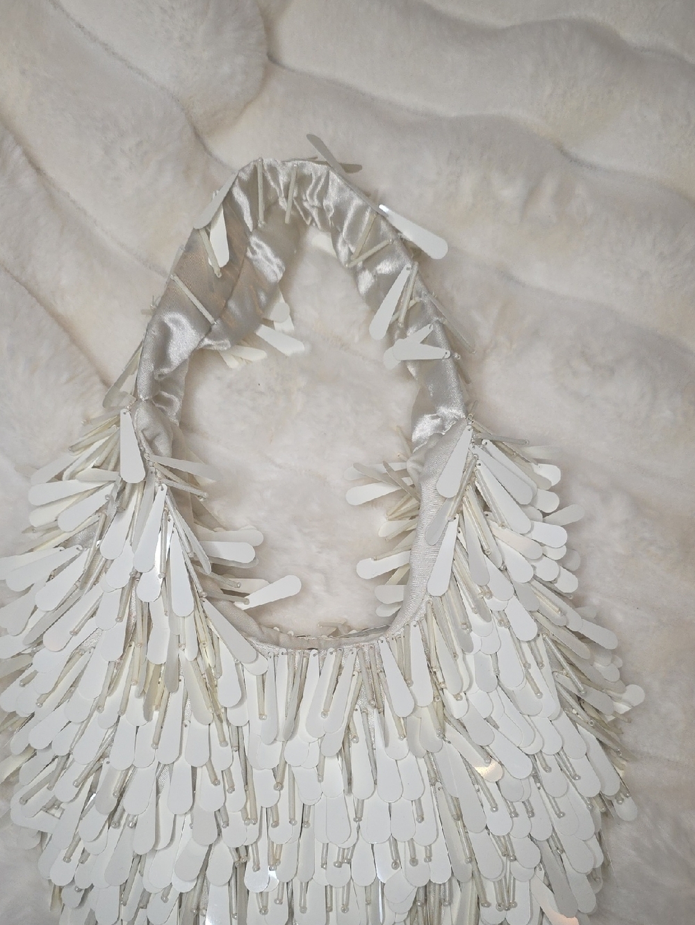 TJ Maxx Viral White Beaded Fringe Shoulder Bag